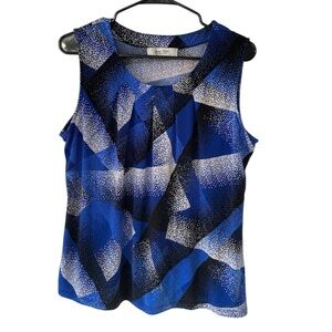 Jones Studio Blue Abstract Patterned Sleeveless Top